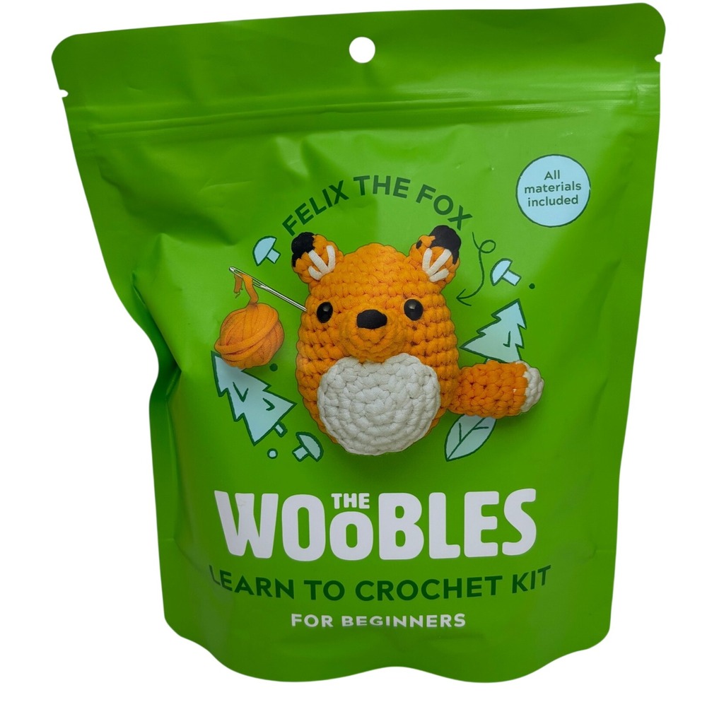 The Woobles Women Crochet Kit OS Orange Felix the Fox Beginner NIB
